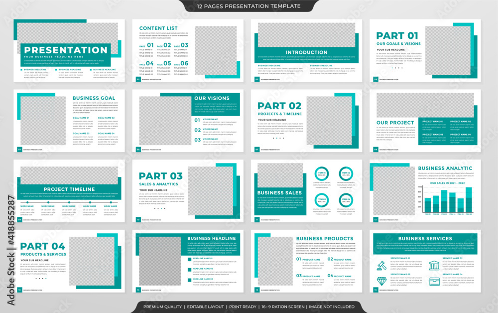 multipurpose presentation template design with clean style and modern ...
