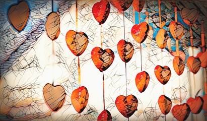 Aufkleber - Valentine's day background with hearts. Valentine gift.
