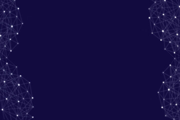 Wall Mural - Internet connection mesh, on a dark blue background. Abstract geometric background with connected dots. Copy space.