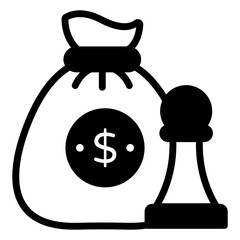 Sticker - 
Dollar bag with gears, concept of money management icon

