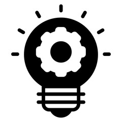 Wall Mural - gear inside bulb showing solid icon of developing creativity