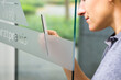 canvas print picture - Fensterfolierung mit Klebefolie bei Fensterbeschriftung / Werbetechnik
