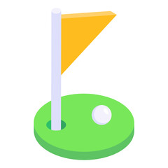 Canvas Print - 
Outdoor gaming fluttering flagpole, isometric icon of golf flag 

