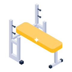 Wall Mural - 
Fitness bench icon of isometric style, gym equipment 

