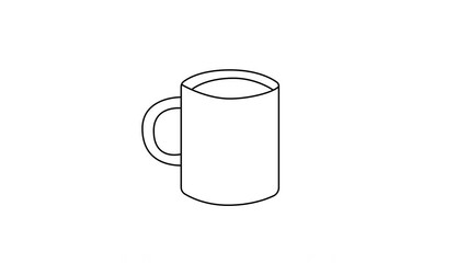Wall Mural - Self drawing animation of red coffee mug. Copy space. 