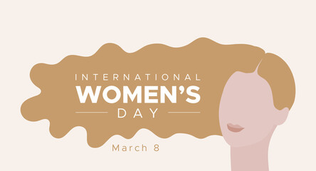 Wall Mural - International Women's Day. March 8. Woman portrait with long blonde hair. Concept of human rights, equality. Vector illustration, flat design