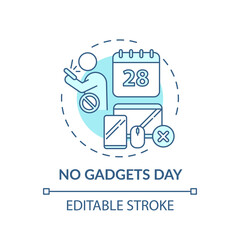 No gadgets day concept icon. Family fun ideas. Not using smartphones or laptops during all day. Comunication idea thin line illustration. Vector isolated outline RGB color drawing. Editable stroke