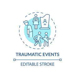 Wall Mural - Traumatic events concept icon. Online family therapy types. Experiences that put person at risk of damage idea thin line illustration. Vector isolated outline RGB color drawing. Editable stroke