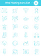 © Abdul Qaiyoom - Set of Web Hosting Icon In Blue Line Art.