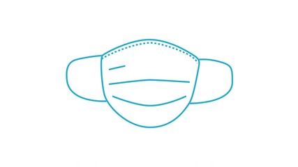 Wall Mural - Self drawing animation of face mask outline. Luma Matte. Alpha channel.