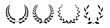 © meranda - Set of black circular foliate laurels branches.Laurel wreath.Silhouette laurel wreath. Heraldic trophy crest, Greek and Roman olive branch award, winner round emblem. Vector illustration