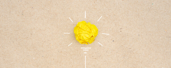 Canvas Print - Creative idea, Inspiration, New idea and Innovation concept with Crumpled paper light bulb