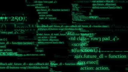 Wall Mural - digital fly computer code background. computer code running in a virtual space. camera moves through