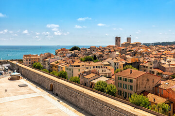 Wall Mural - View from above on old town of Antibes, France.