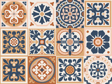 Portuguese Floor Ceramic Tiles Azulejo Design, Mediterranean Pattern