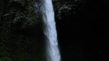 Slow Motion Following Water Falling La Fortuna Waterfall Costa Rica Powerful Nature
