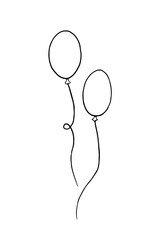 Wall Mural - two balloons - vector doodle style drawing