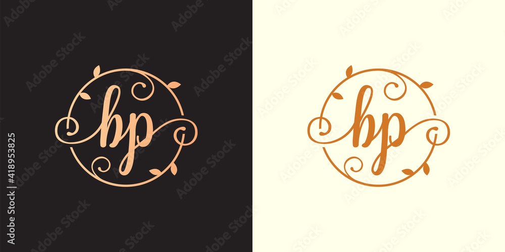 Decorative, luxury Letter BP initial, Classy Monogram logo inside a ...