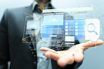 web develop interface web application in hand