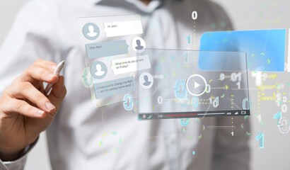 virtual develop interface web application in hand