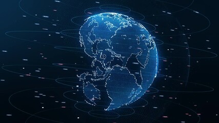 Wall Mural - digital earth rotating,concept 3d animation social future technology abstract business scientific gl