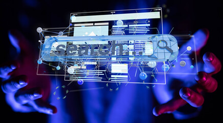virtual develop interface web application in hand