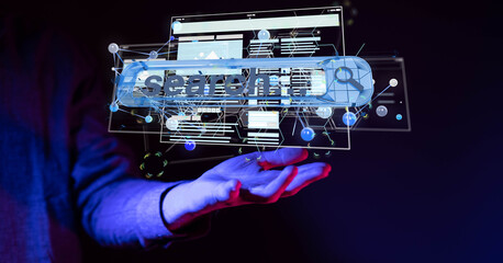 virtual develop interface web application in hand