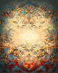 Aufkleber - color ornamental structure, floral ornamental background. sepia tones.