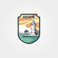Poster - biscayne national park sticker patch logo vector symbol illustration design, lighthouse logo design