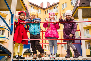 Poster - Group of kids walking on the playground