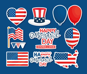 Sticker - memorial day ten set icons