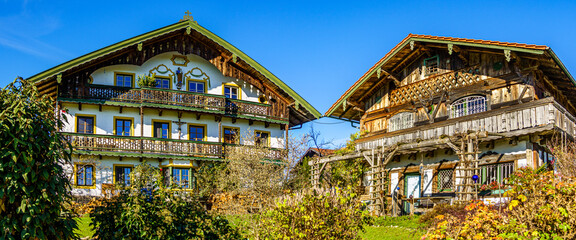 Poster - typical bavarian farmhouse near the alps