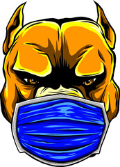 Sticker - dog with a protective mask on his face.