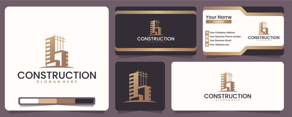 Wall Mural - construction logo , office , company , apartment , real estate ,logo design with business card