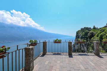 Tremosine del Garda, Summer day on thrill terrace roof. 
Holidays in Italy on Garda Lake, special view on the lake.
The best place, terrazza del brivido.