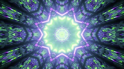 Wall Mural - A 3D rendering futuristic background with colorful neon lights and tunnel motion patterns