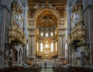 Main altar of the Naples Cathedral. Is a Roman Catholic church and the seat of the Archbishop of Naples. It is known as the Cattedrale di San Gennaro (St Januarius).