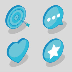 Poster - isometric social media four icons