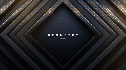 Wall Mural - abstract black background. luxury square frames.