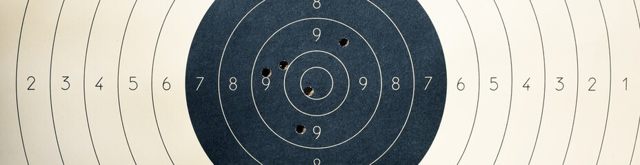 target with numbers for shooting at a shooting range. a round target with a marked bull's-eye for sh