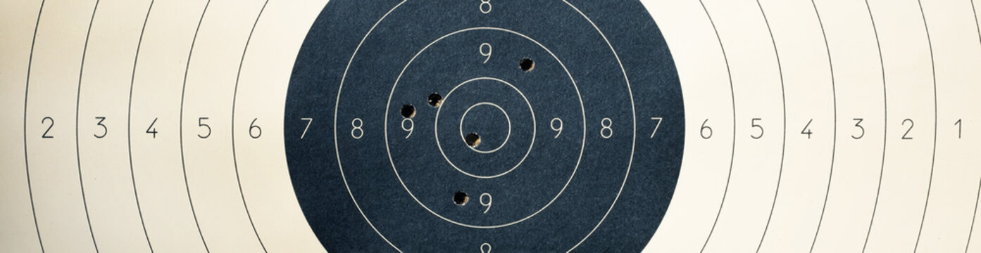 target with numbers for shooting at a shooting range. a round target with a marked bull's-eye for sh
