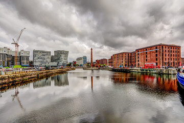 Wall Mural - Buildings along the shore of the Mersey Docks in Liverpool UK