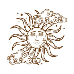 Wall Mural - sun and clouds astrology symbol