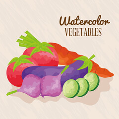 Wall Mural - watercolor lettering and fresh vegetables