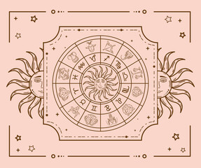zodiac astrology symbol in frame