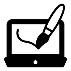 Canvas Print - pen with tablet denoting solid icon of graphic tablet