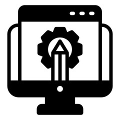 Canvas Print - alphabets with arrow inside monitor denoting kerning in glyph icon