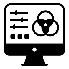 Canvas Print - alphabets with arrow inside monitor denoting kerning in glyph icon
