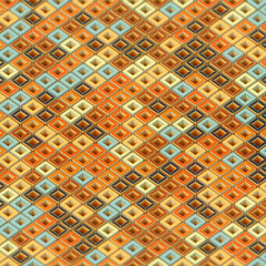 Leinwandbilder - Abstract geometric pattern of multicolored boxes with a striped texture on the sides. 3d rendering illustration