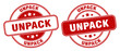unpack stamp. unpack label. round grunge sign